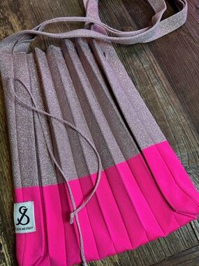 Joseph and stacey pleated metallic pink canvas bag